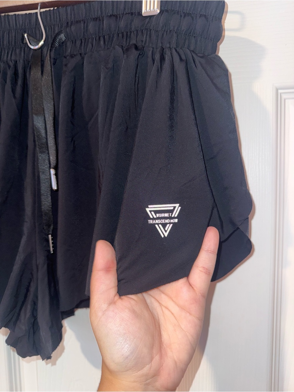 Black Women's Ruffle Drawstring Shorts - Picture 3 of 8